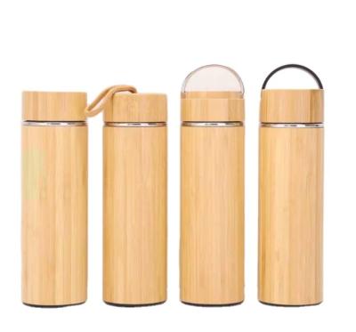 China Hot Selling Viable Stainless Steel Double Walled Bamboo Water Bottle Product Shell Thermal Bamboo Water Bottle With Wooden Lid for sale