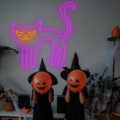 China Free Shipping Decoration 2021 New Design Drop Shipping Cat Atmosphere Of Horror Neon Led Neon Sign For Halloween Decoration for sale