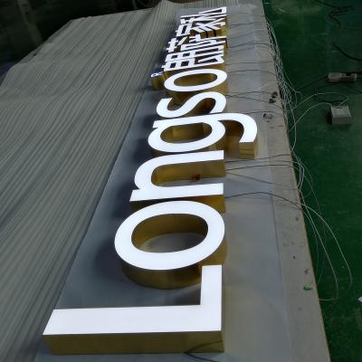 China Golden Side Buildings Outdoor Or Indoor Super Electronic Sign Led Luminous Acrylic Letter Sign For Shops In The Night Logo Can Be Seen for sale