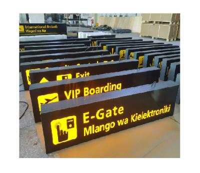 China Custom Buildings Airport Acrylic Led Light Up Handing Marquee Letter Sign For Guidance for sale