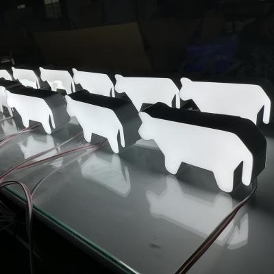 China Cow Animal Electronic Signs Buildings Shape Super Led Luminous Acrylic Sign With Customized Graphic Logo Brand for sale