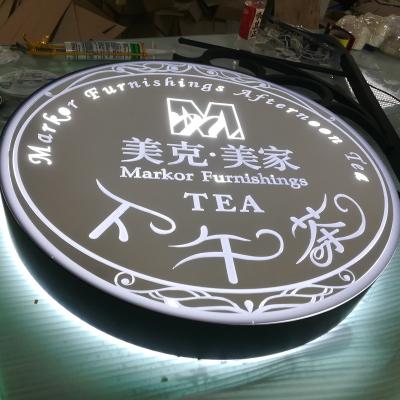 China Indoor Double Circle Illuminated 3D Letter Acrylic Led Sign Engraved Channel Channel Sign Backlit Led Frontlit Sign for sale