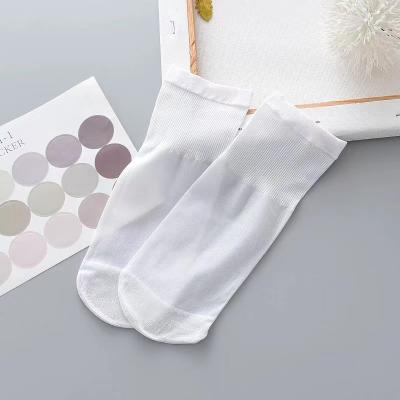 China Girls Mid-Tube Socks Candy Chinlon Summer Style Thin Kids Solid Color Breathable Silk Stockings Socks for sale