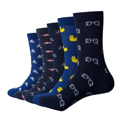 China Factory Men Cartoon Cotton Breathable Art Patterned Casual Crew Socks Breathable Custom Socks for sale