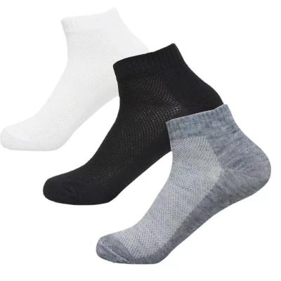 China Breathable socks men's mesh spring antibacterial solid cotor short socks and thin shallow mouth socks summer models black, white and gray low for sale