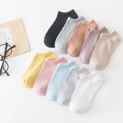 China New solid color spring cotton and summer cotton stocking-aid breathable sports socks female shallow mouth socks for sale