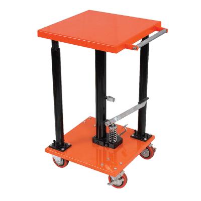 China Hotels Top Selling Hydraulic Stainless Lift Table Small Stationary Truck With Four Wheels for sale