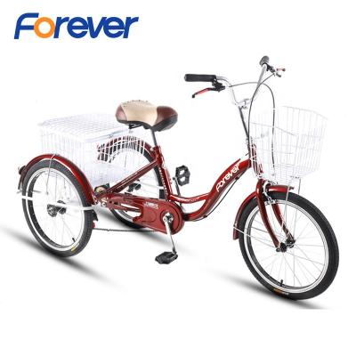 China Cargo 20 Inch Basket Cargo Tricycle Old Age Rickshaw Cargo Three Wheel Bicycle Mini Cycling Bike for sale