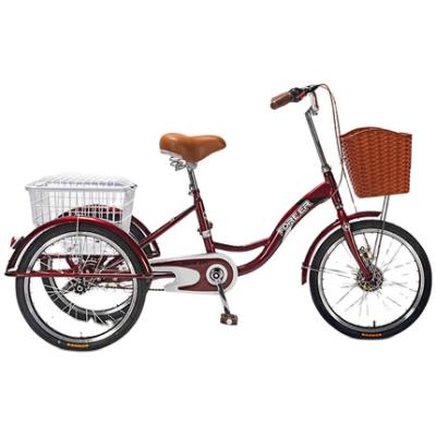 China 20 inch cargo rickshaw tricycle aged elderly three wheel bicycle with basket to take cargo for adults for sale