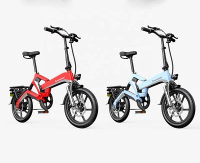 China 2021 New 16Inch China Magnesium Alloy ebike Wholesale Folding Mountain K6 Battery Electric Bicycle 48V 400W Waterproof Hidden Electric Bike for sale