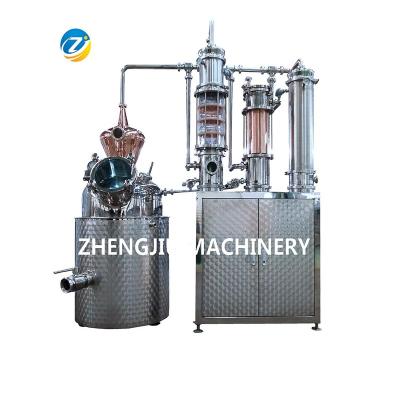 China Factory 100L 200L 300L 500L 600L Commercial Alcohol Reflux Column Distiller Copper Distillery for sale