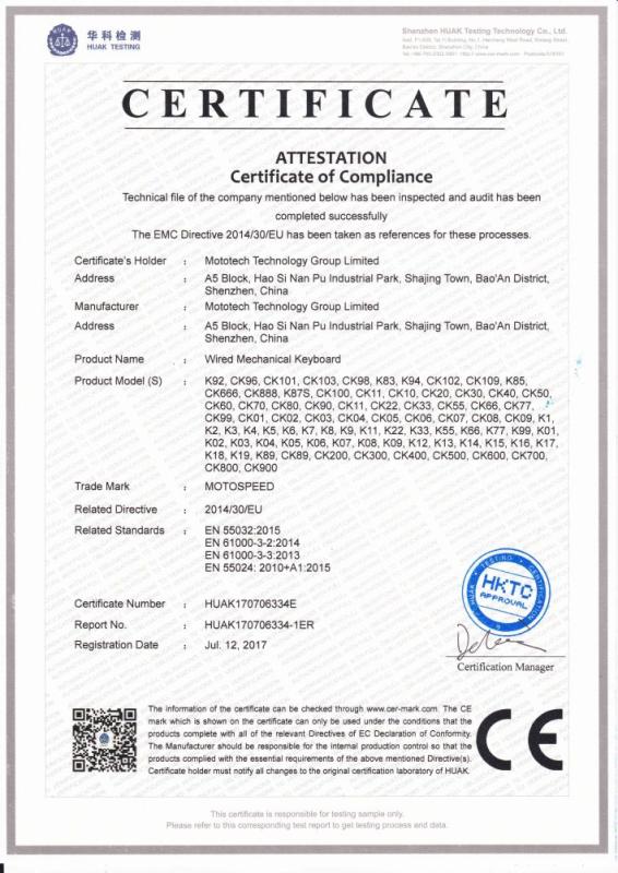 CE - Shenzhen Mototech Electronic Co., Ltd.