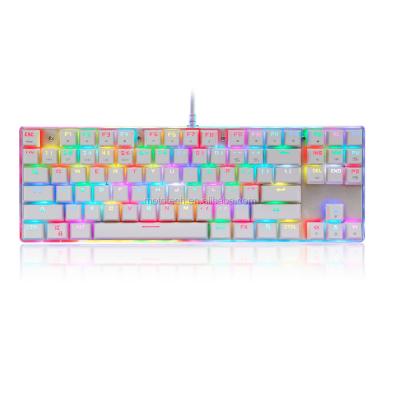 China MotoSpeed ​​ERGONOMIC RGB Backlit 87 Keys Mechanical Gaming Keyboard with Clear Crystal Shell for sale