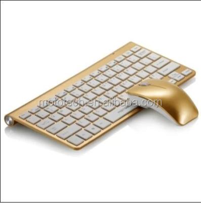 China 2.4G wireless technology 2.4g usb keyboard and wireless mouse, keyboard gold wireless mouse combo silver color optional for sale