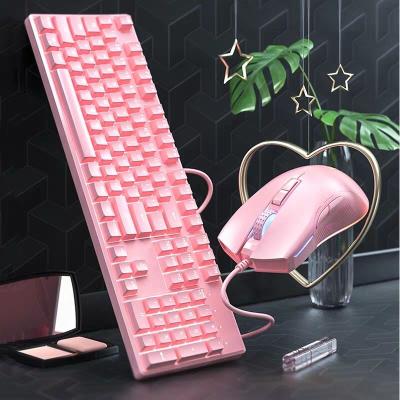 China General Gamer MOTOSPEED New Design Custom Logo OEM Pink Mechanical Keyboard Mouse Combo With Earphone (Extra Headset Optional) for sale