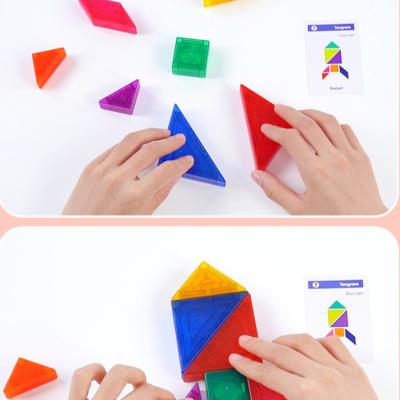 China Montessori Puzzle Toy 7pcs 3D Toy Tangram Jigsaw Puzzle Children Educational Creative Magnetic Plastic Kindergarten Intelligence Building for sale