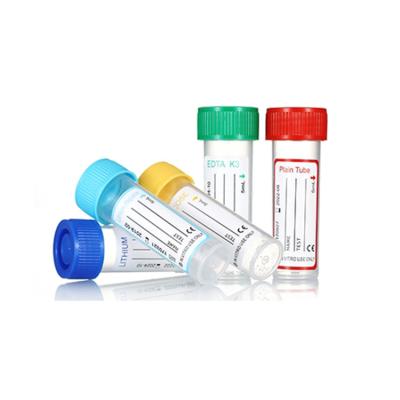 China Medical Plastic Blood Collection Tube Non Vacuum K3 Edta Tube With Screw Cap 2.5ml 5ml Te koop