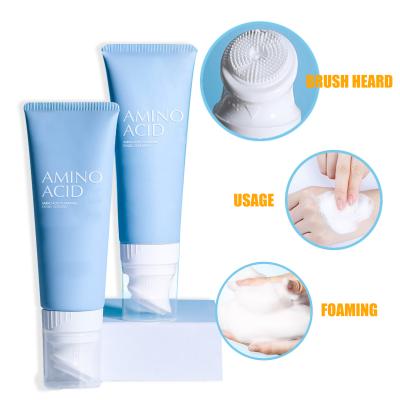 China Cosmetic Blue Color Soft Plastic Tube With Silicone Facial Cleansing Brush for sale