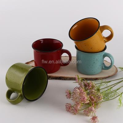 China 2017 Good Selling Good Products Sustainable Stoneware Color Glazed Ceramic Mug With Color Point For Travel for sale