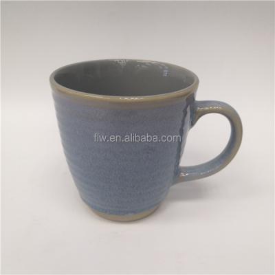 China Viable New Products Nice Ceramic Mug Type Reactive Color Glazed Stoneware Embossed Mug Custom Mugs On Bulk Sale for sale