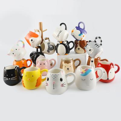 China Creative Viable Animal 3D Ceramic Animal Handle Ceramic Mug / Dolomite Water Cup For Christmas And Birthday Gift for sale