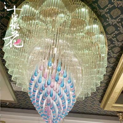 China Hall Lighting Engineering Custom Quality Glass Hotel Chandelier Luxury Crystal Large Plate Lamp Modern High End Water Drop Art for sale