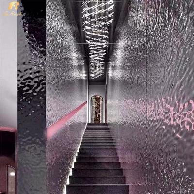 China Custom 3d wall decorative wave tile for luxury hotel Japan style villa restaurant mall gold silver metal ceramic mirror background wall for sale