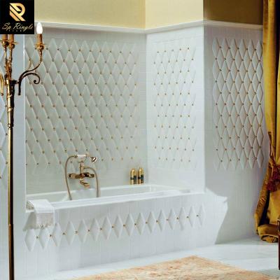 China Glazed 3d Tiles Metallic Bathroom Kitchen Decorative European Golden Luxury For Polished White Tiles Wall Ceramic Tiles Wall Bathroom Tile for sale