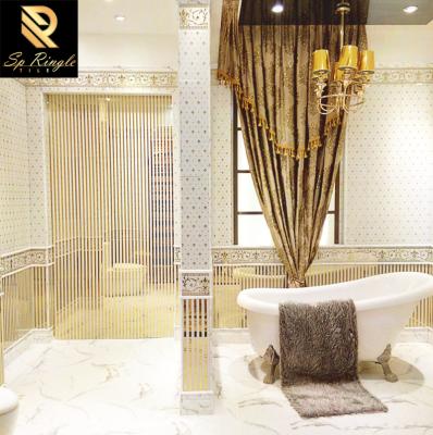 China Springletile Europe Bathroom Decorative Wall Tiles Luxury White Gold Hotel Polisher Ceramic Tiles for sale