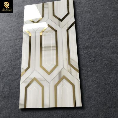 China Europe Springletile Porcelain Interior Design Decorative Polished Glazed Porcelain Printed Ceramic Gold Tiles for sale