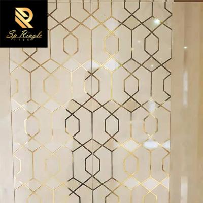 China Shiny Decoration Spanish Gold Glitter Style Tiles For Hotel PS Ringle Bathroom Wall Interior Wall Ceramic Spanish Style for sale