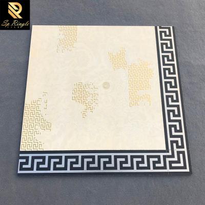 China Springletile Style Bedroom Carpet Border Hotel Ceramic Decorative Gold Wall Living Room Beige Wood Grain Tiles for sale