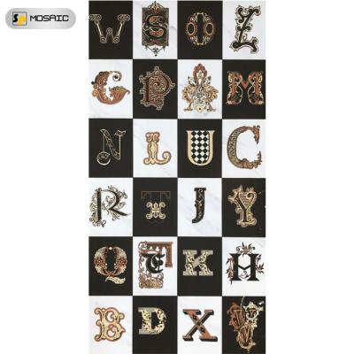 China Europe Backsplash Tiles Kitchen Bathroom Wall And Floor Bedroom Black For Living Room Ceramic Decorative Gold Alphabet Up To for sale