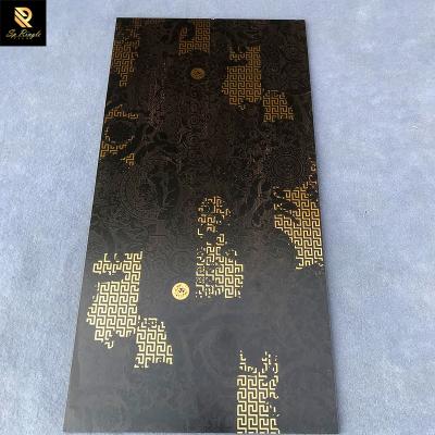 China Europe 60x120 kajaria 3d luxury anti-static wall matt porcelanato carpet tiles black and gold glossy ceramic flooring for sale