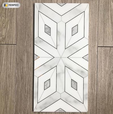 China Interior Decoration Nordic Marble Springletile Style Kitchen Backsplash Waterjet Ceramic Tile for sale