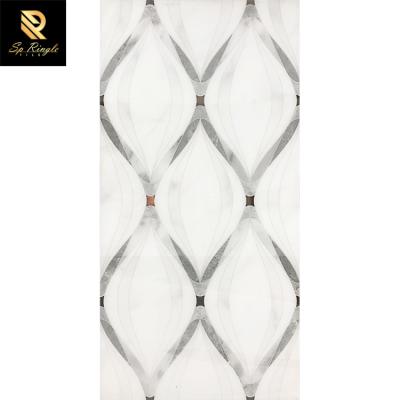 China Nordic Style Springtile Gray White Interior Decoration Vitrified Polished Pattern Kitchen Wall Tiles For Villa for sale