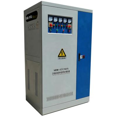 China Customized Electric Power Indicator Display SBW-400KVA 50-60 Hz Three Phase Full Auto AC Voltage Compensated Stabilizer for sale