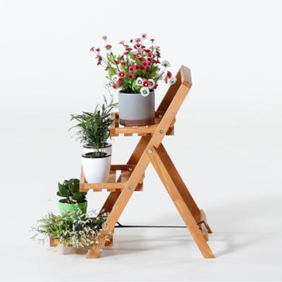 China Eco-friendly Outdoor Wooden Flower Pot Rack Stand Garden Planters Storage Rack Display Stands for sale