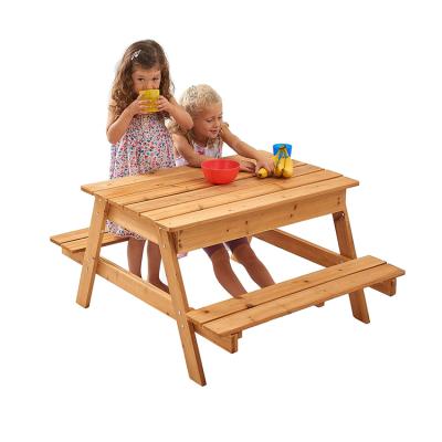 China Indoor or Outdoor Kids Sandbox Toys Wooden Picnic Table Modern Garden Convertible Kids Sand and Water Table for sale