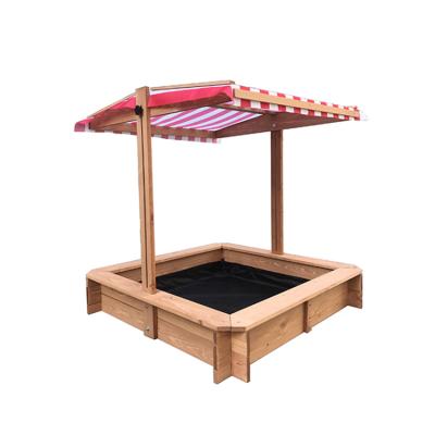 China Eco-Freindly Adjustable Playground Sand Box 2 Kids 1 Sandbox Cedar Wood Sandbox With Roof Canopy for sale