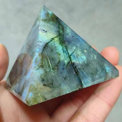 China China Labradorite With Rainbow Aura Gemstone Healing Chakra Pyramid Shape For Decoration Wholesale for sale