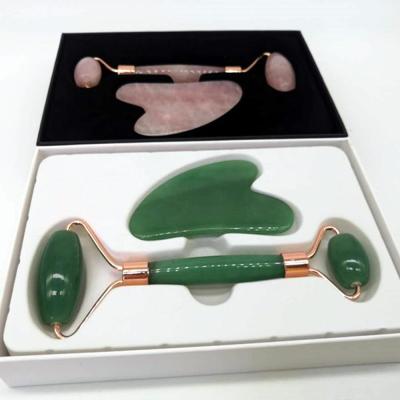 China China Natural Jade Roller Guasha Set With Gift Box Massager For Face Neck Body Anti Aging for sale