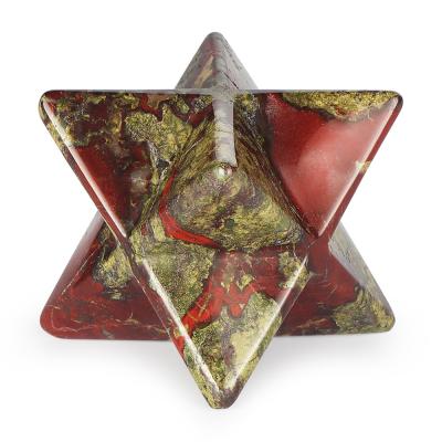 China China Dragon Bloodstone Gemstone Healing Crystal Hand Carved Merkaba Star For Meditation Spiritual Positive Energy Therapy for sale