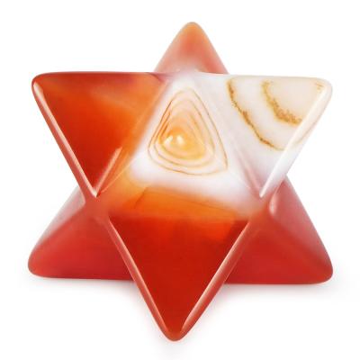 China China Banded Red Carnelian Agate Gemstone Healing Crystal Hand Carved Merkaba Star For Meditation Spiritual Positive Energy Therapy for sale