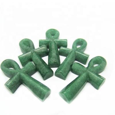 China Europe Green Aventurine Jade Cross Shape Pendant For Jewelry Accessory for sale