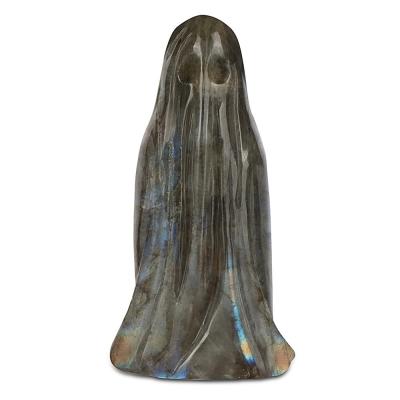 China China Labradorite Robe Ghost Statue Figurine Hand-carved Gemstone Reiki Healing Halloween Decoration for sale