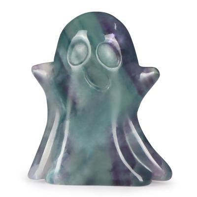 China China Rainbow Fluorite Ghost Figurine Statue Hand-carved Stone Gemstone Reiki Crystal Healing Statue Halloween Carnival Party Decorati for sale