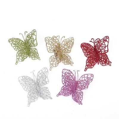 China Plastic Butterfly Clip Hanging Clip Home Decoration Christams Glitter Clip Christmas Tree Artificial Decor Indoor Ornament Lovely For Tree Decor for sale