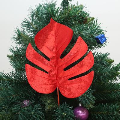 China Home Decor Christmas Leaves Home Decor Christams Stem Decoration Accessories Simulation Large Artificial Single Monstera Leaf for sale