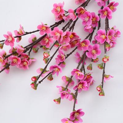 China Wholesale Peach Green Luxury Home Decor 3d Flower Light Pink Artificial Silk Cherry Plum Blossom Flower for sale